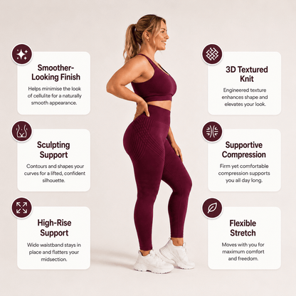 THE OSHE 3D textured leggings with sculpting support, high-rise waistband and flexible stretch