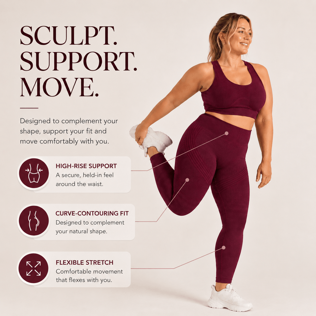 THE OSHE high-rise sculpting leggings with curve-contouring fit and flexible stretch